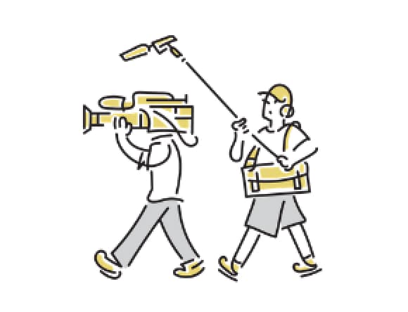 取材に来たメディアのイラスト