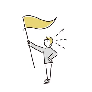 旗を掲げるイラスト