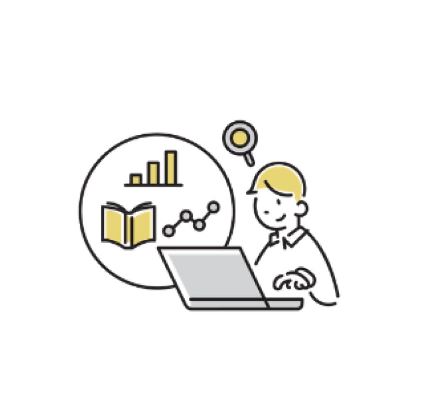 競合や業界を調査するイラスト